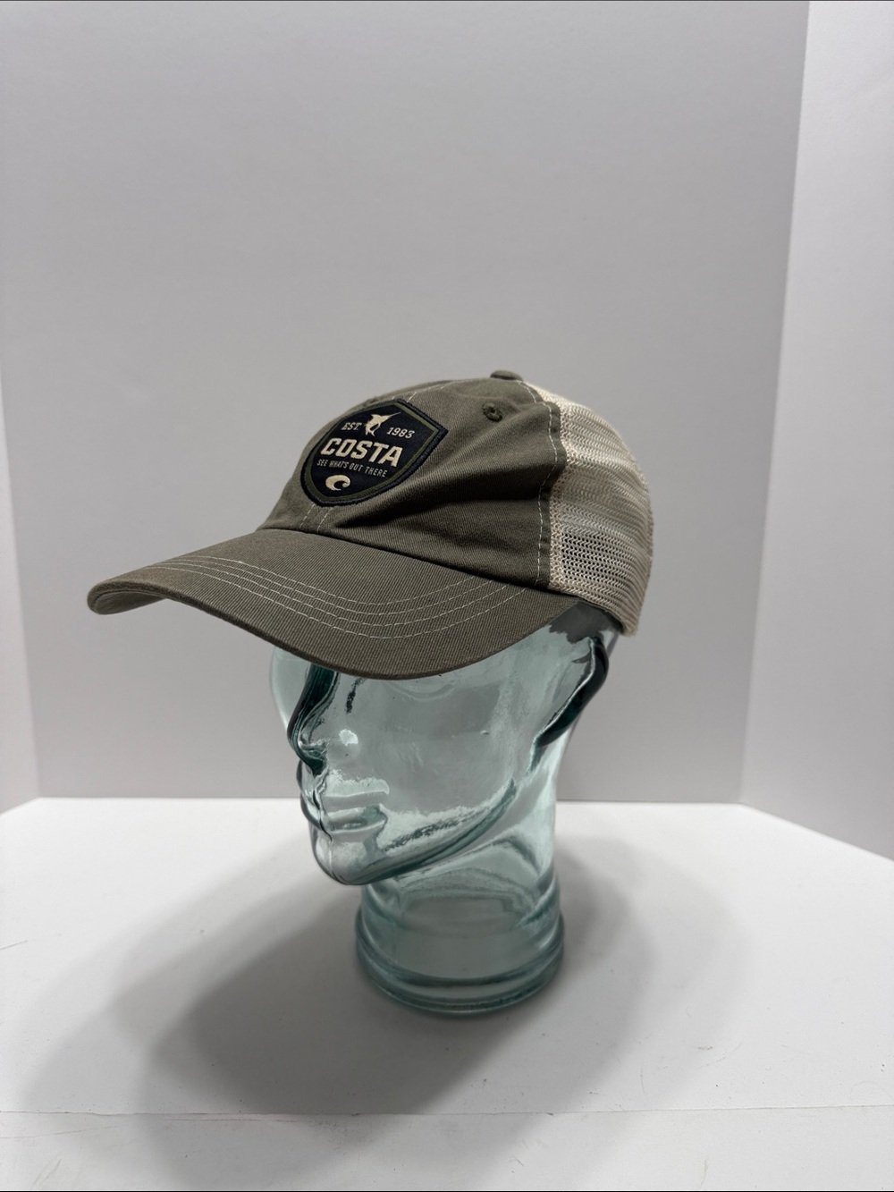 Costa Olive Front Beige Mesh Trucker Cap